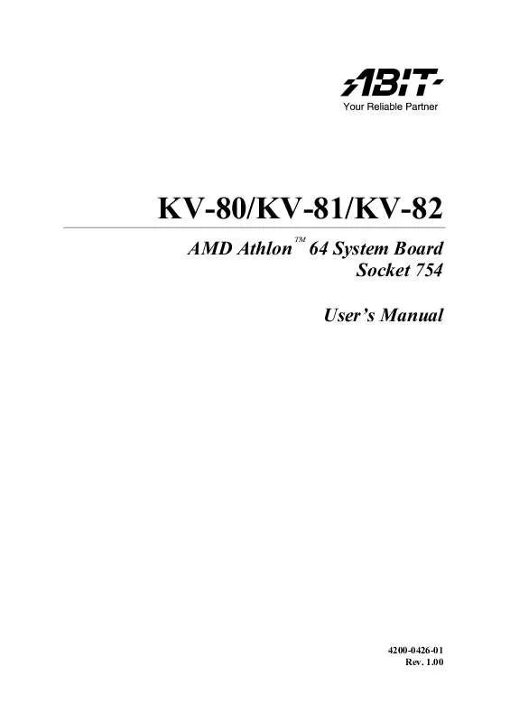 Mode d'emploi ABIT KV-808182 A5 REV 1