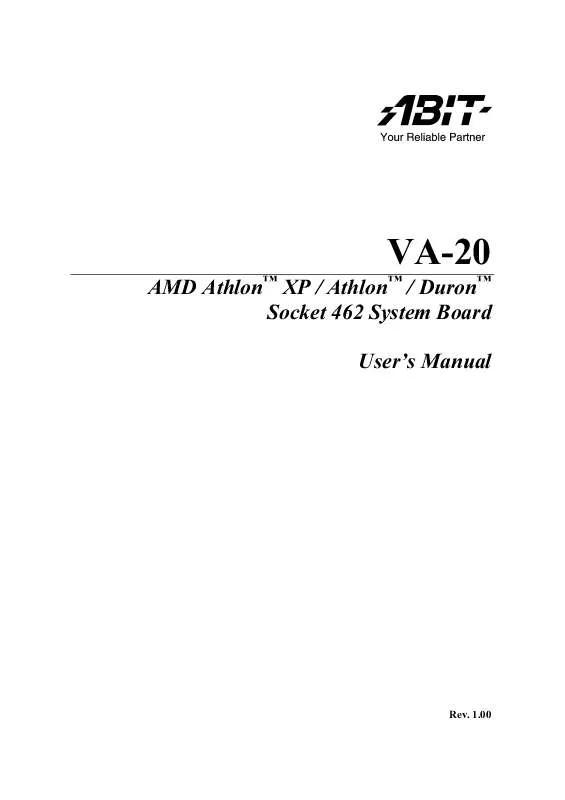 Mode d'emploi ABIT VA-20 A5 REV 1