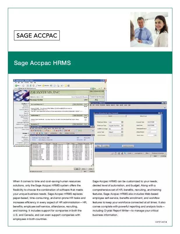 Mode d'emploi ACCPAC HRMS