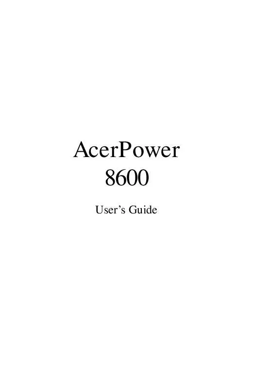 Mode d'emploi ACER ACERPOWER 8600