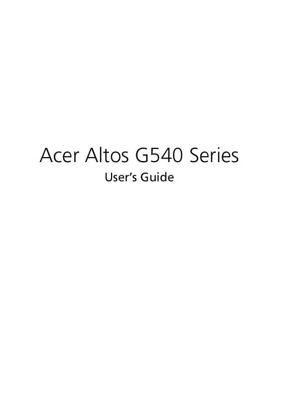 Mode d'emploi ACER ALTOS G540