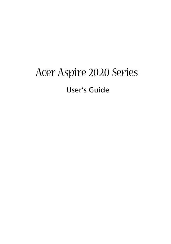 Mode d'emploi ACER ASPIRE 2020