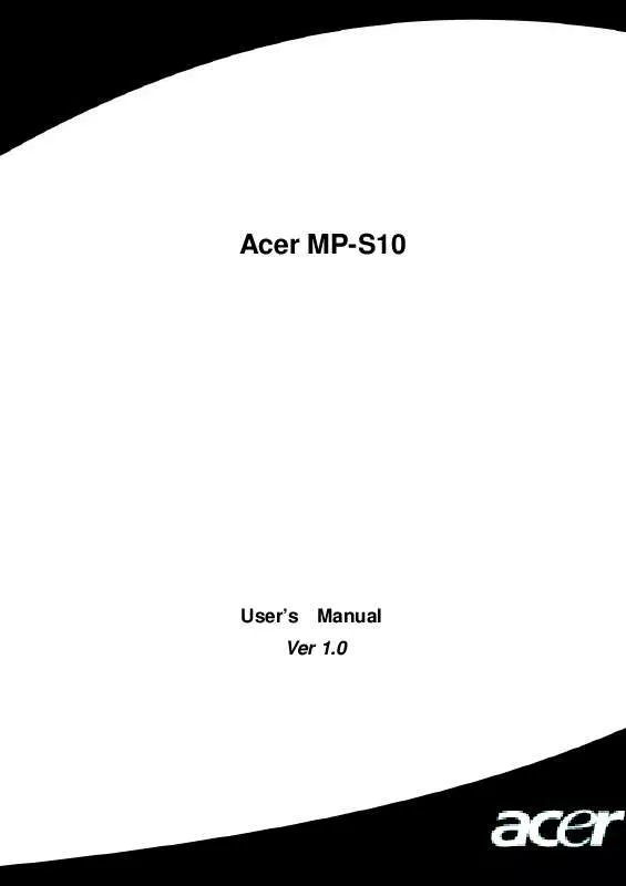 Mode d'emploi ACER MP-S10