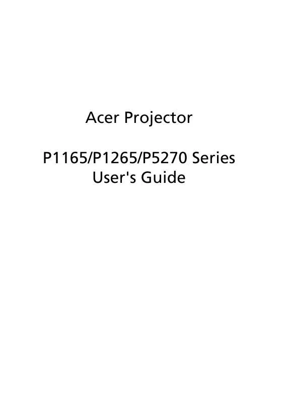 Mode d'emploi ACER P1265