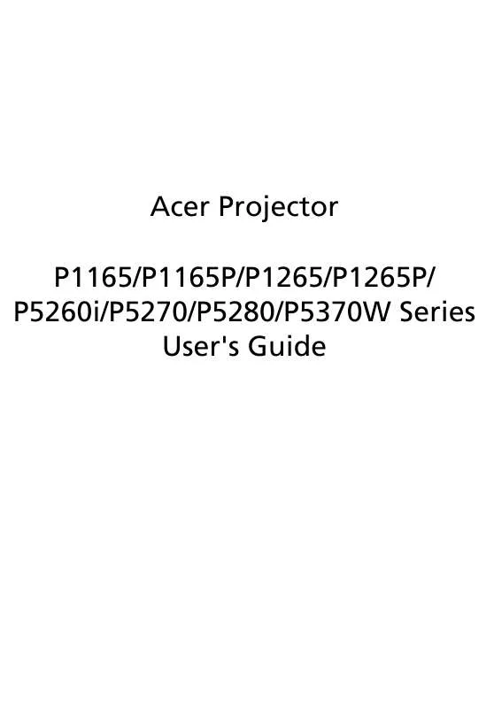 Mode d'emploi ACER P5260I