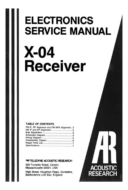 Mode d'emploi ACOUSTIC RESEARCH X-04