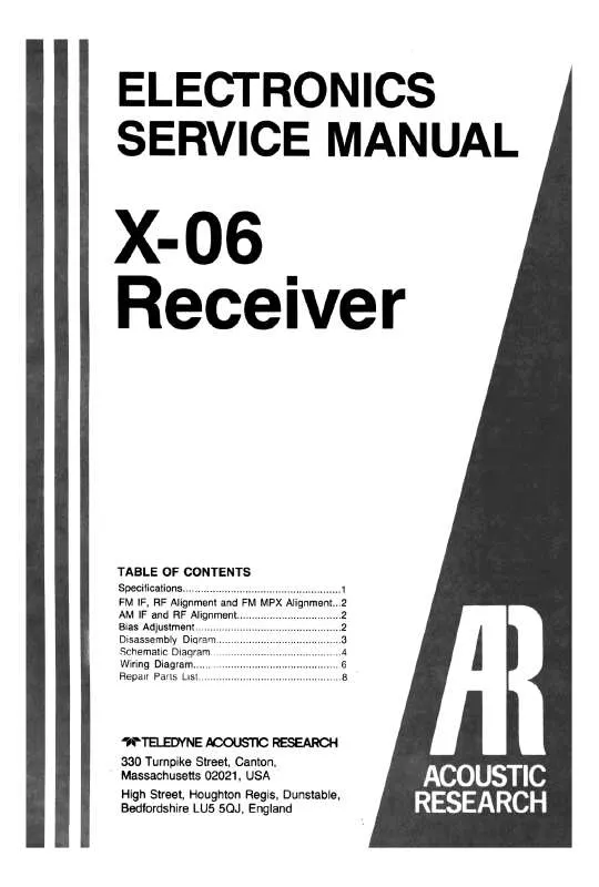 Mode d'emploi ACOUSTIC RESEARCH X-06