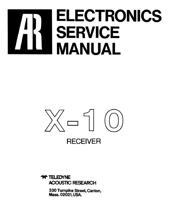 Mode d'emploi ACOUSTIC RESEARCH X-10