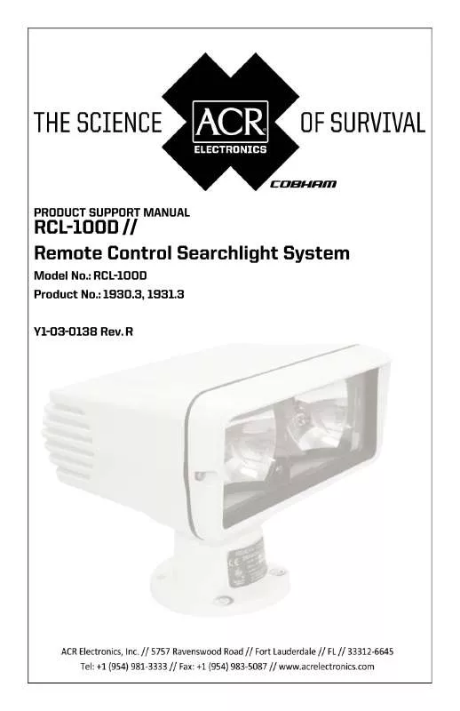 Mode d'emploi ACR ELECTRONICS RCL-100