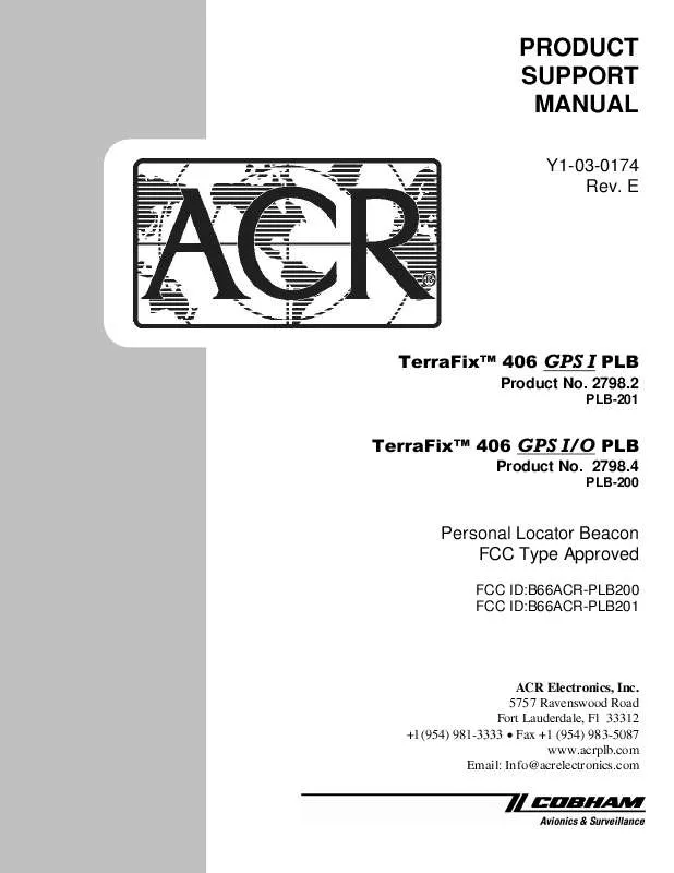 Mode d'emploi ACR ELECTRONICS TERRAFIX 406 GPS I PLB