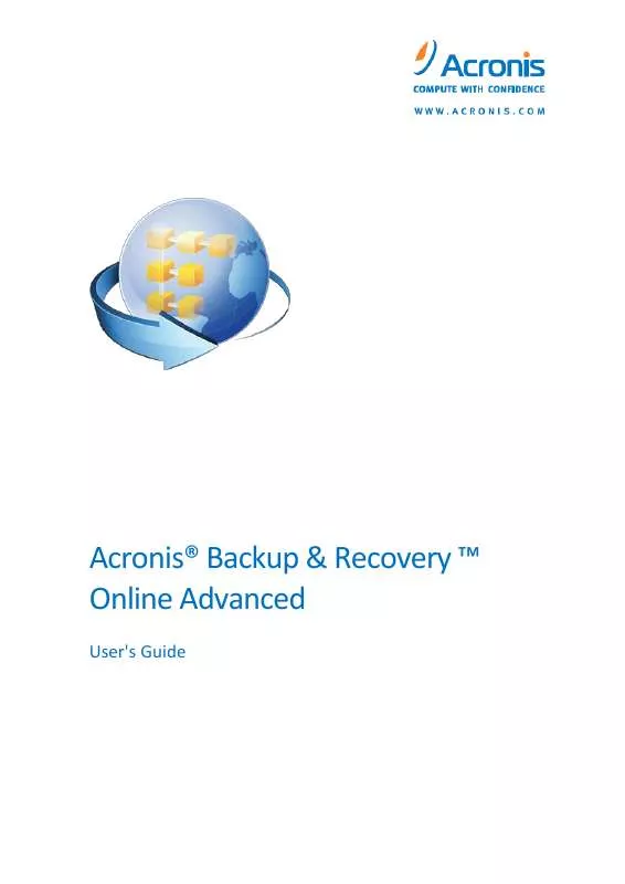 Mode d'emploi ACRONIS BACKUP AND RECOVERY 10 ONLINE ADVANCED