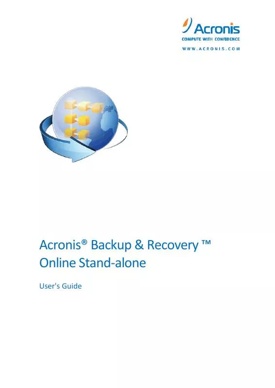 Mode d'emploi ACRONIS BACKUP AND RECOVERY 10 ONLINE STAND-ALONE