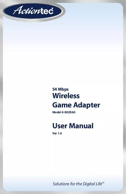 Mode d'emploi ACTIONTEC 54 MBPS WIRELESS GAME ADAPTER