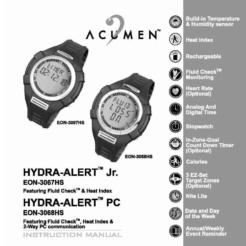 Mode d'emploi ACUMEN HYDRA-ALERT PC-EON-3068HS