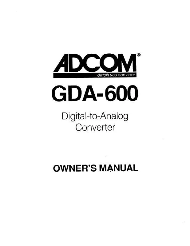 Mode d'emploi ADCOM GDA-600