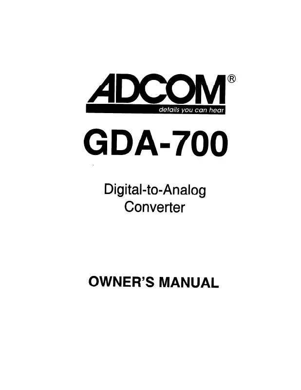 Mode d'emploi ADCOM GDA-700