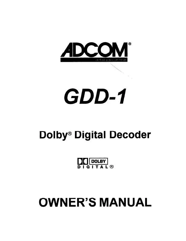 Mode d'emploi ADCOM GDD-1