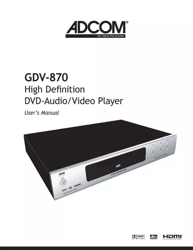 Mode d'emploi ADCOM GDV-870