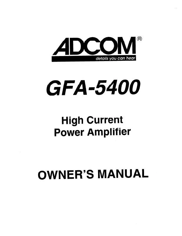 Mode d'emploi ADCOM GFA-5400