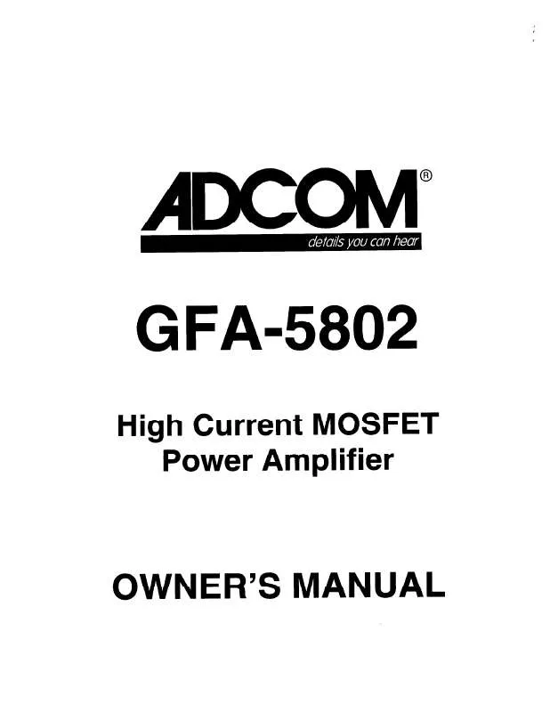 Mode d'emploi ADCOM GFA-5802