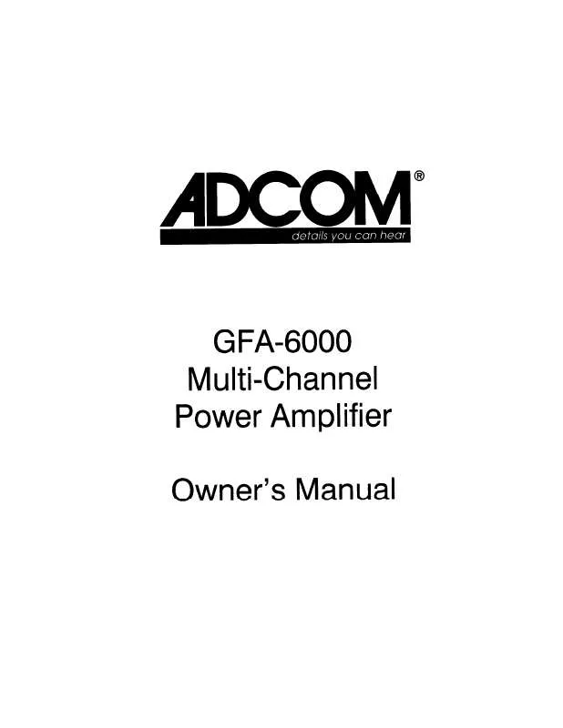 Mode d'emploi ADCOM GFA-6000