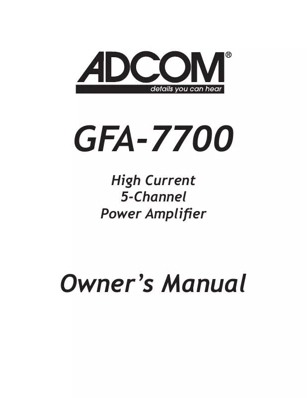 Mode d'emploi ADCOM GFA-7700