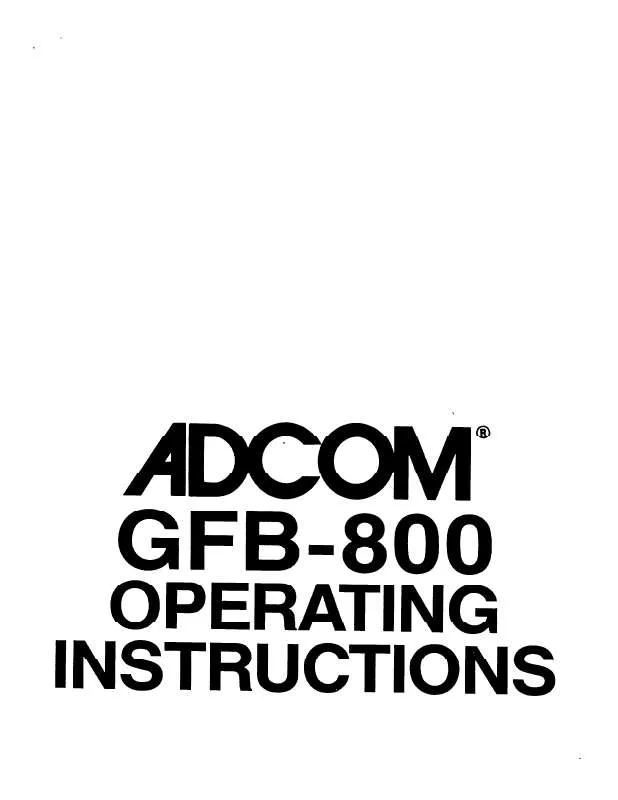 Mode d'emploi ADCOM GFB-800