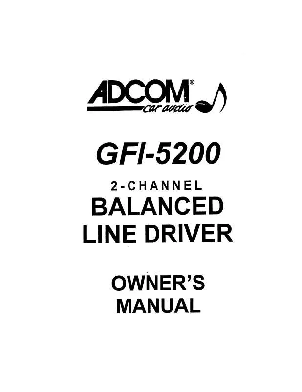 Mode d'emploi ADCOM GFI-5200