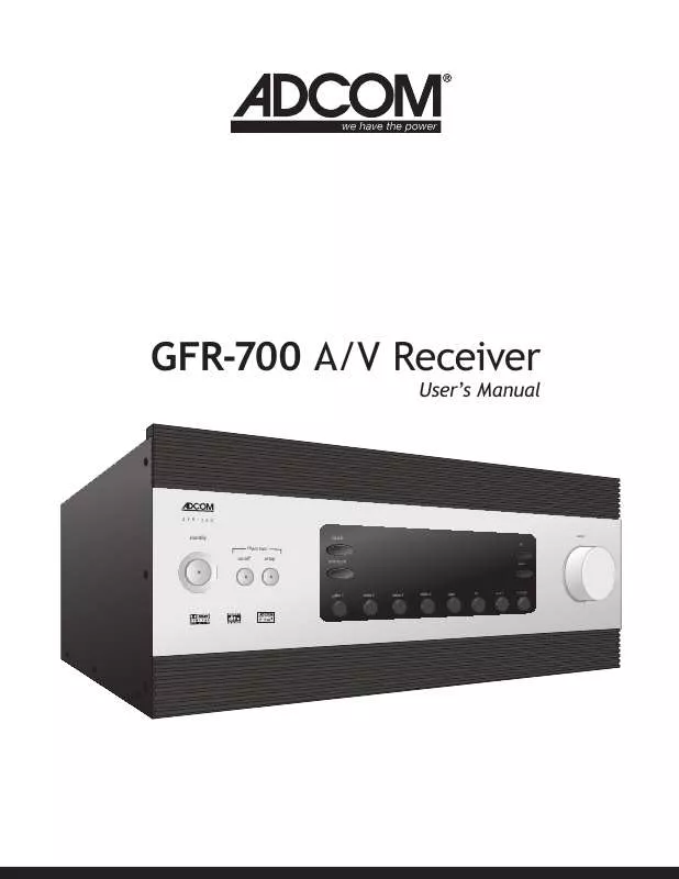 Mode d'emploi ADCOM GFR-700