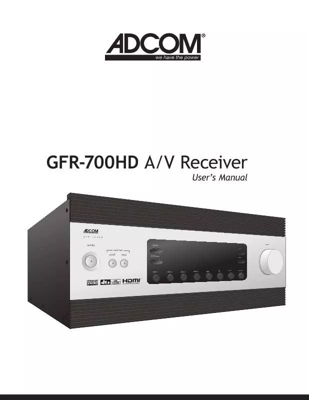 Mode d'emploi ADCOM GFR-700HD