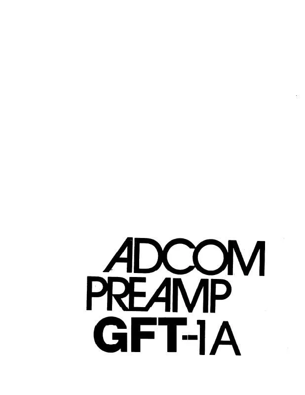 Mode d'emploi ADCOM GFT-1A