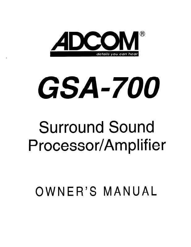 Mode d'emploi ADCOM GSA-700