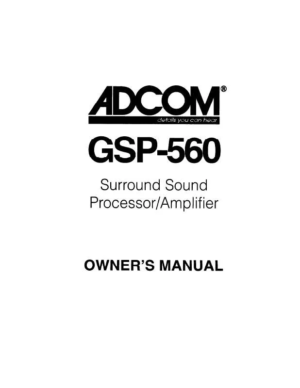 Mode d'emploi ADCOM GSP-560