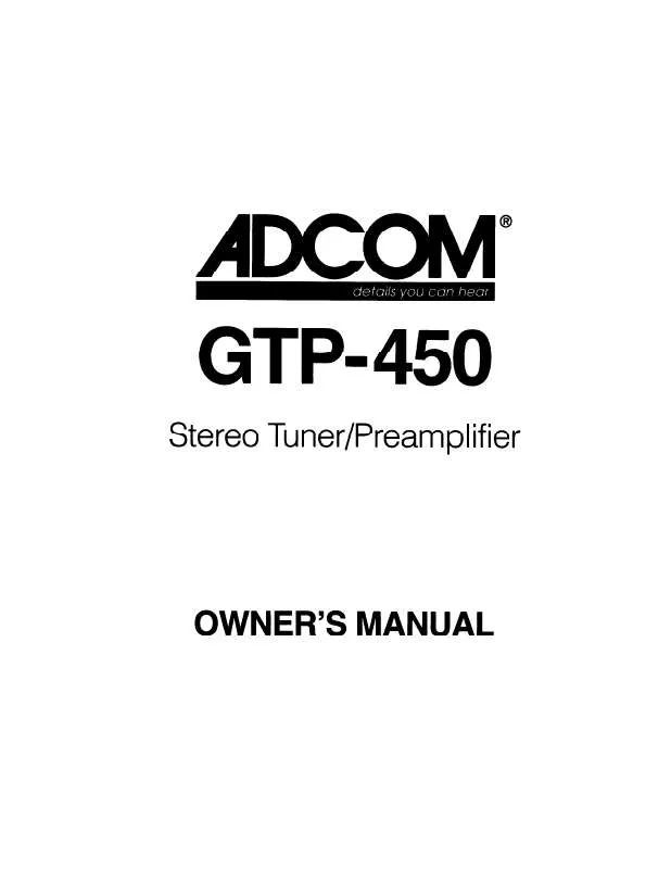 Mode d'emploi ADCOM GTP-450