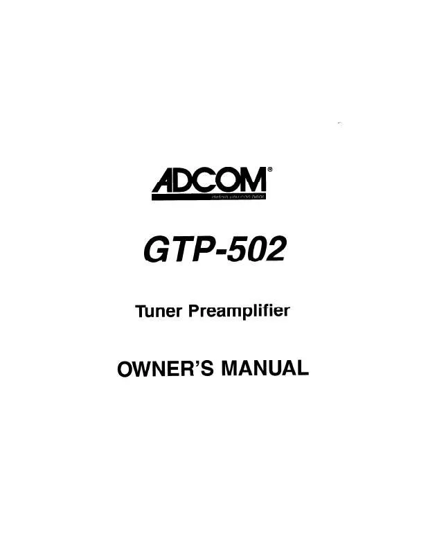 Mode d'emploi ADCOM GTP-502