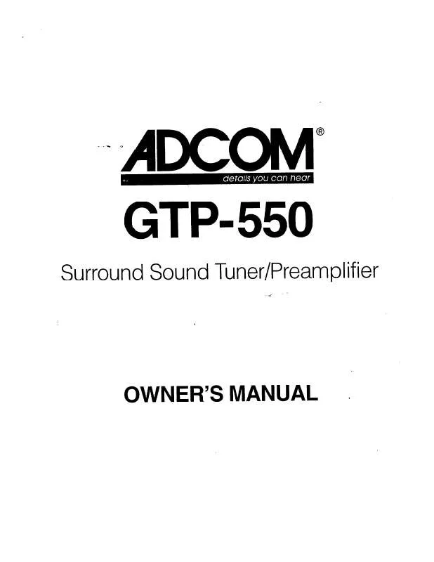 Mode d'emploi ADCOM GTP-550