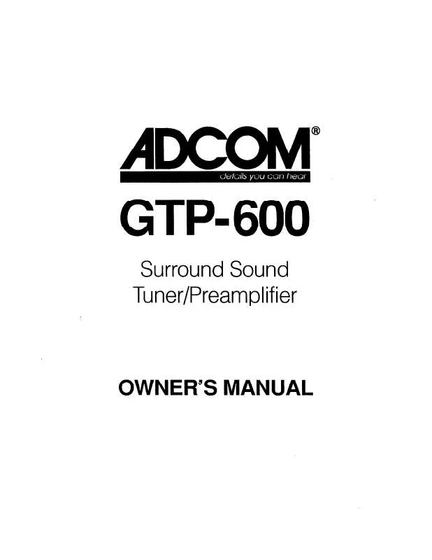 Mode d'emploi ADCOM GTP-600