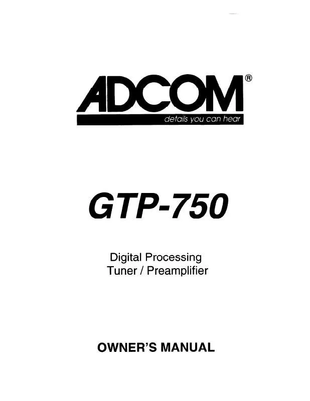 Mode d'emploi ADCOM GTP-750