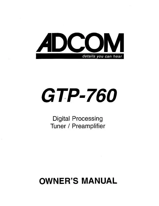 Mode d'emploi ADCOM GTP-760