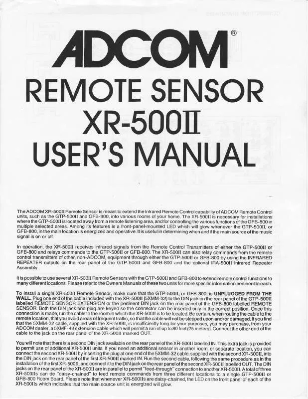 Mode d'emploi ADCOM REMOTE SENSOR XR-500II