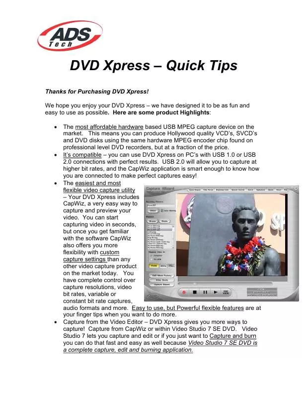 Mode d'emploi ADS TECH DVD XPRESS