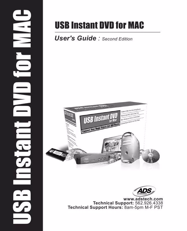 Mode d'emploi ADS TECH USB INSTANT DVD FOR MAC