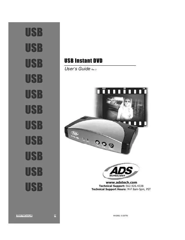 Mode d'emploi ADS TECH USB INSTANT DVD