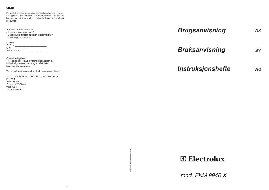 Mode d'emploi AEG-ELECTROLUX EKM9940X