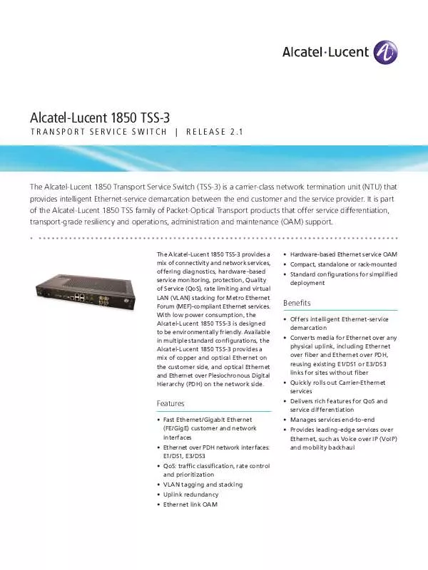 Mode d'emploi ALCATEL-LUCENT 1850 TSS-3