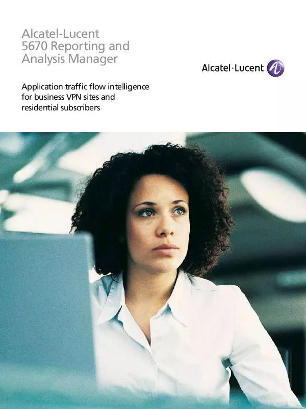 Mode d'emploi ALCATEL-LUCENT 5670 REPORTING AND ANALYSIS MANAGER