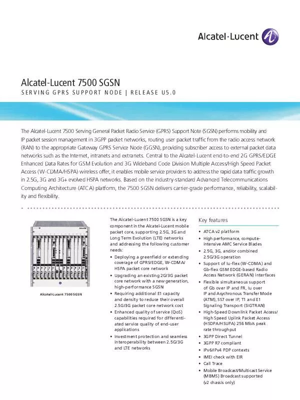 Mode d'emploi ALCATEL-LUCENT 7500 SGSN