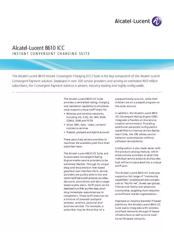 Mode d'emploi ALCATEL-LUCENT 8610 ICC