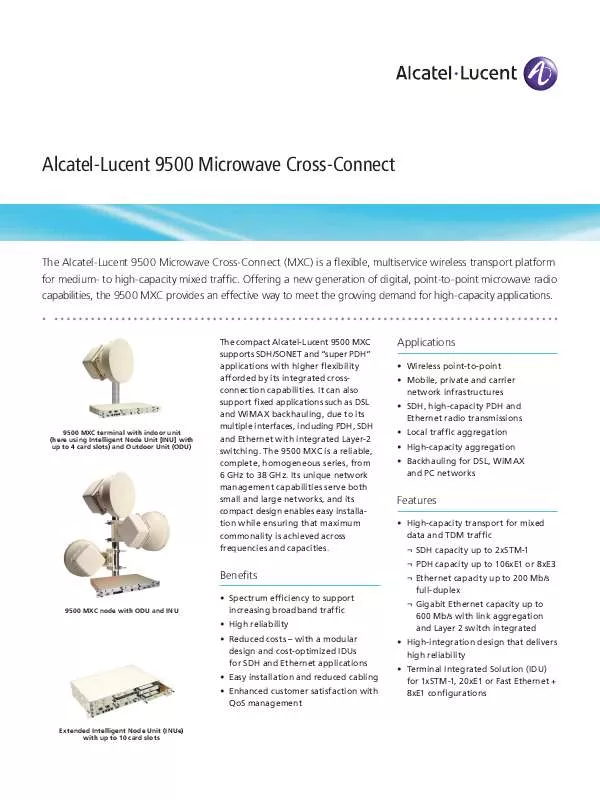 Mode d'emploi ALCATEL-LUCENT 9500 MICROWAVE CROSS-CONNECT