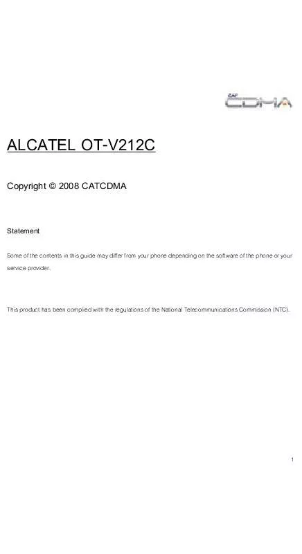 Mode d'emploi ALCATEL OT-V212C